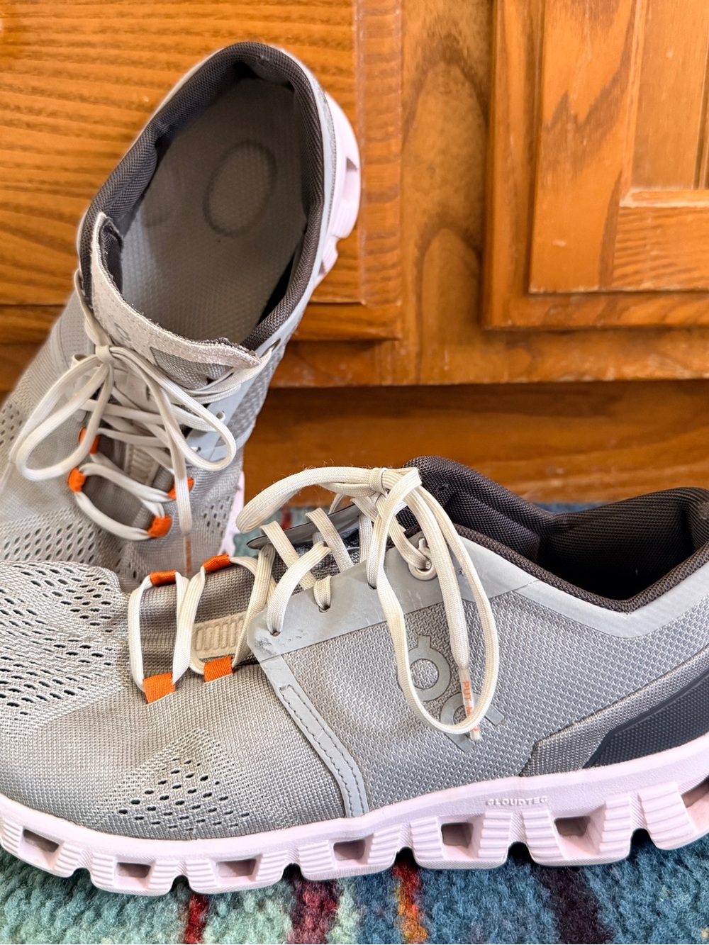 On Running Cloudtec Running Shoes. Light Gray with orange. Like new! W 8.5